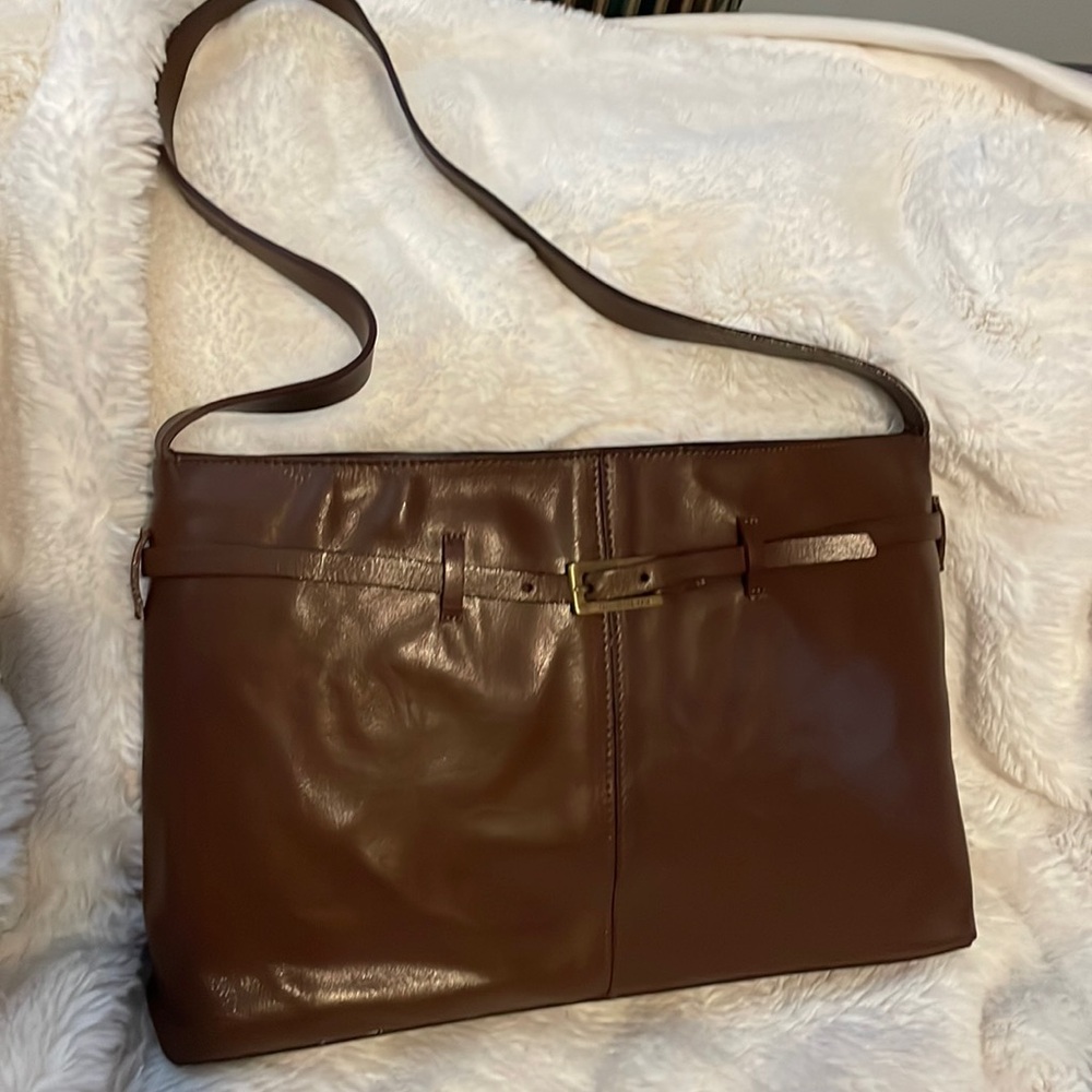EUC FRANCESCO BIASIA Dark Brown Leather Belted Shoulder 
Bag.